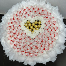 BS1-029 A bouquet of Raffaello, Ferrero Rocher, and white flowers