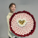 BS1-030 bukiet Raffaello, Ferrero Rocher i białe kwiaty, z czerwoną krawędzią 50*50cm