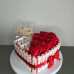 BS1-036 Tort Raffaello with red soap flowers and Kinder, height 11cm, diameter 22cm