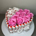 BS1-052 Tort Raffaello with pink soap flowers and Kinder, height 11cm, diameter 22cm