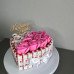 BS1-052 Tort Raffaello with pink soap flowers and Kinder, height 11cm, diameter 22cm