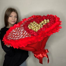 BS1-110 Golden heart in white, height 50cm, diameter 50cm