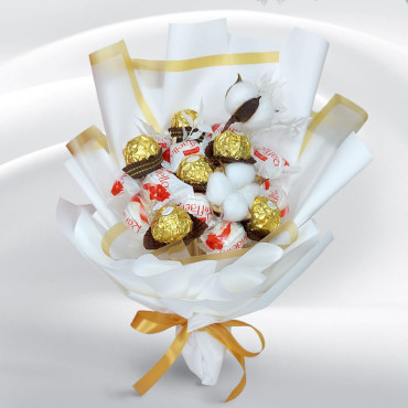 BS-16-Bouquet of Raffaello and soap flowers for Teacher's Day white